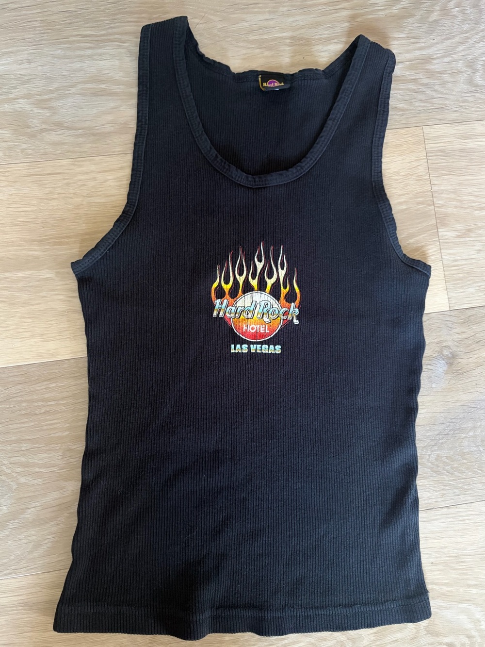 Vintage Y2K Hard Rock Hotel Las Vegas Flame Ribbed Tank Top L